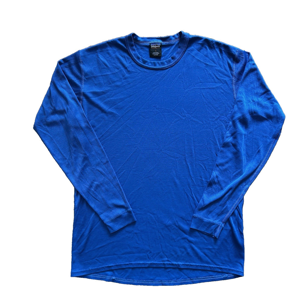 Patagonia Capilene Baselayer Men's Size Large Blue Long Sleeve Crew Skiing Hike